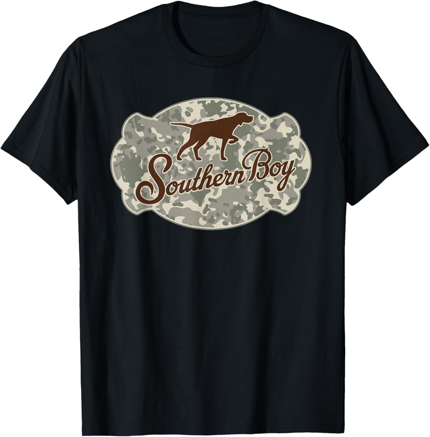 Southern Boy Camouflage Hunting Dog Hello Hunting Season T-Shirt - T-Shirt | Black