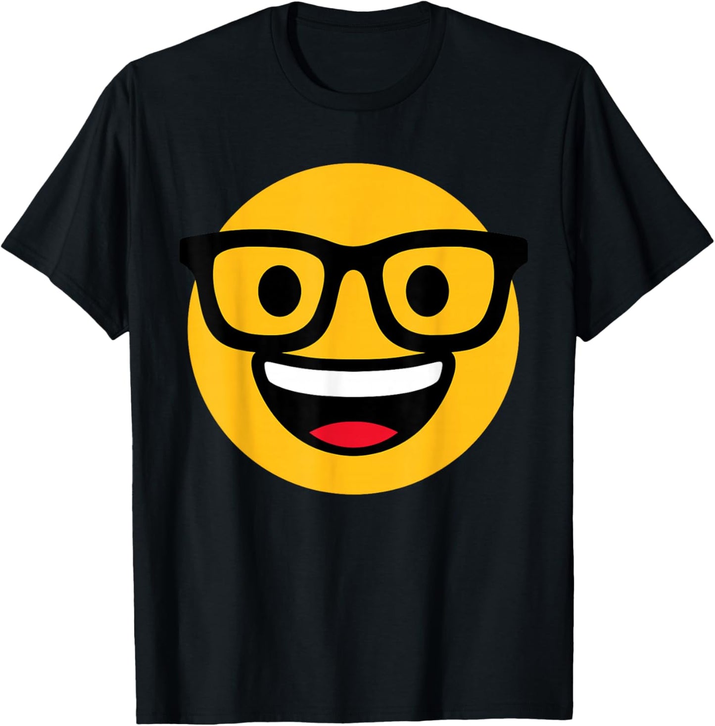Funny Emoticon Nerd Buckteeth Nerdy Face with Glasses T-Shirt - T-Shirt | Black