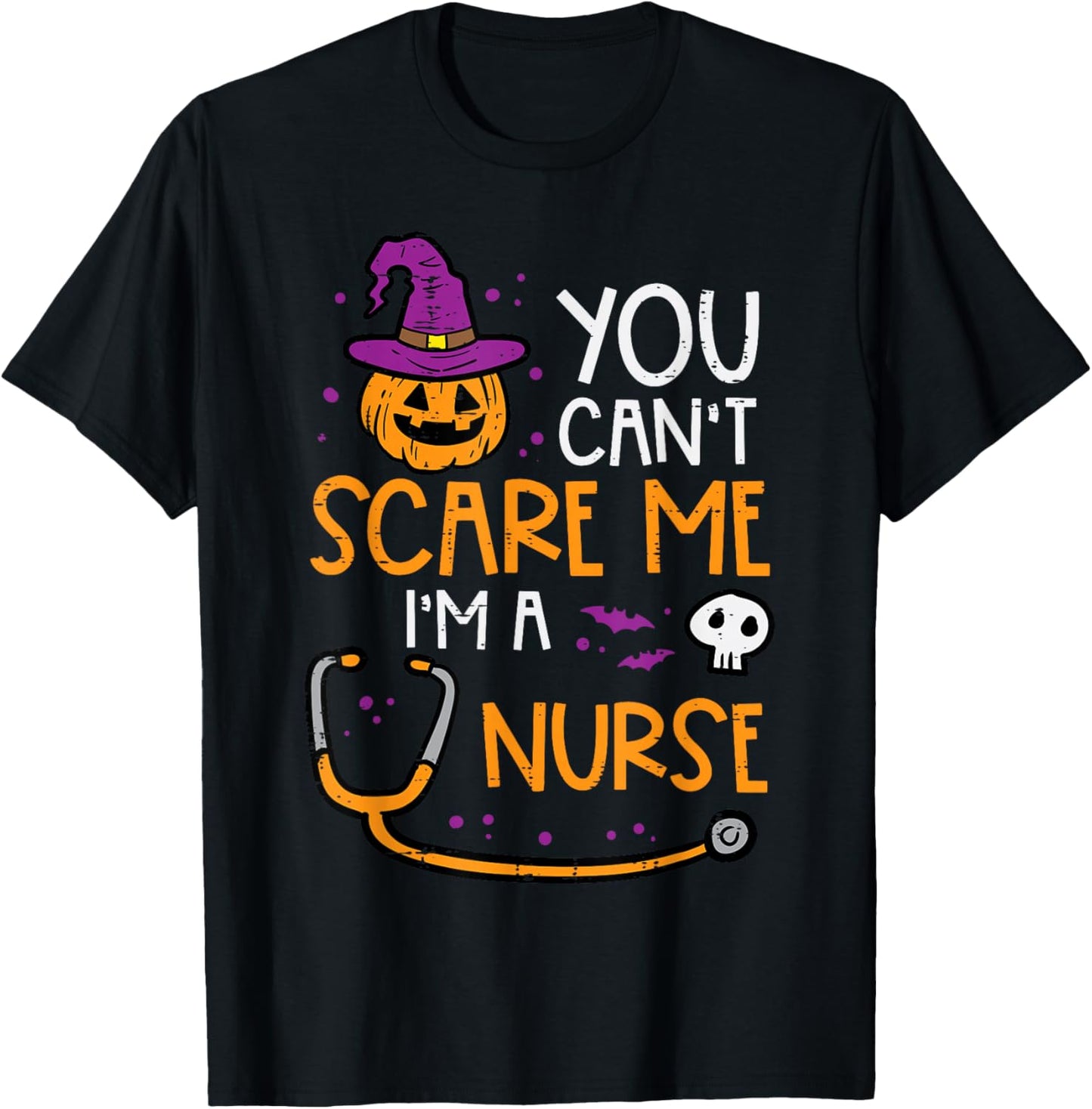 Halloween Cant Scare Me Im Nurse Costume Scrub Top Men Women T-Shirt - T-Shirt | Black