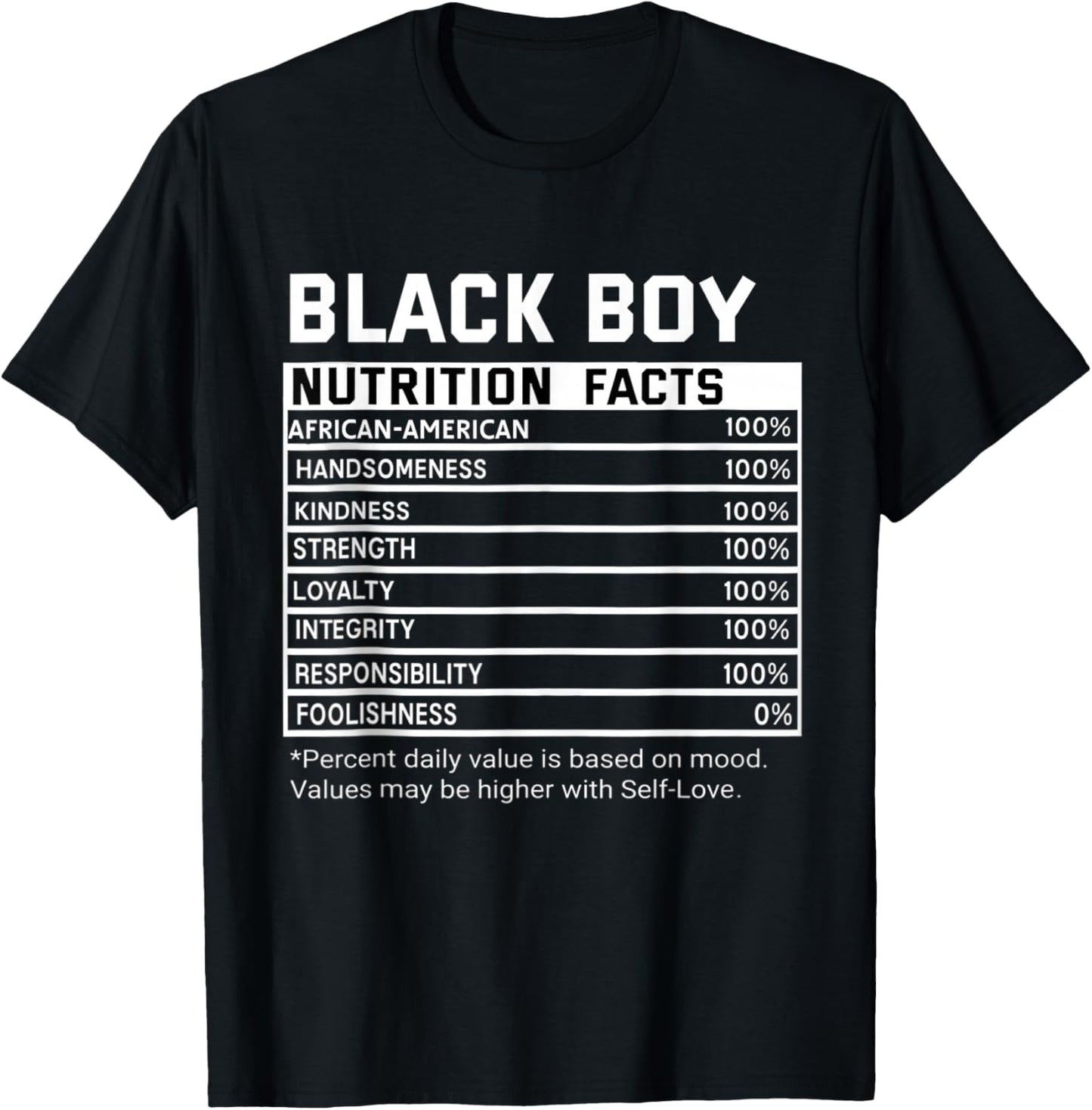 Black History Month Nutrition Facts Black Boy Melanin Boys T-Shirt - T-Shirt | Black