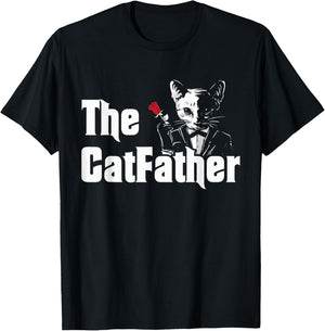 CatFather Cat Mafia Parodie Feline Gentleman Pet Humour Art T-Shirt - T-Shirt | Black
