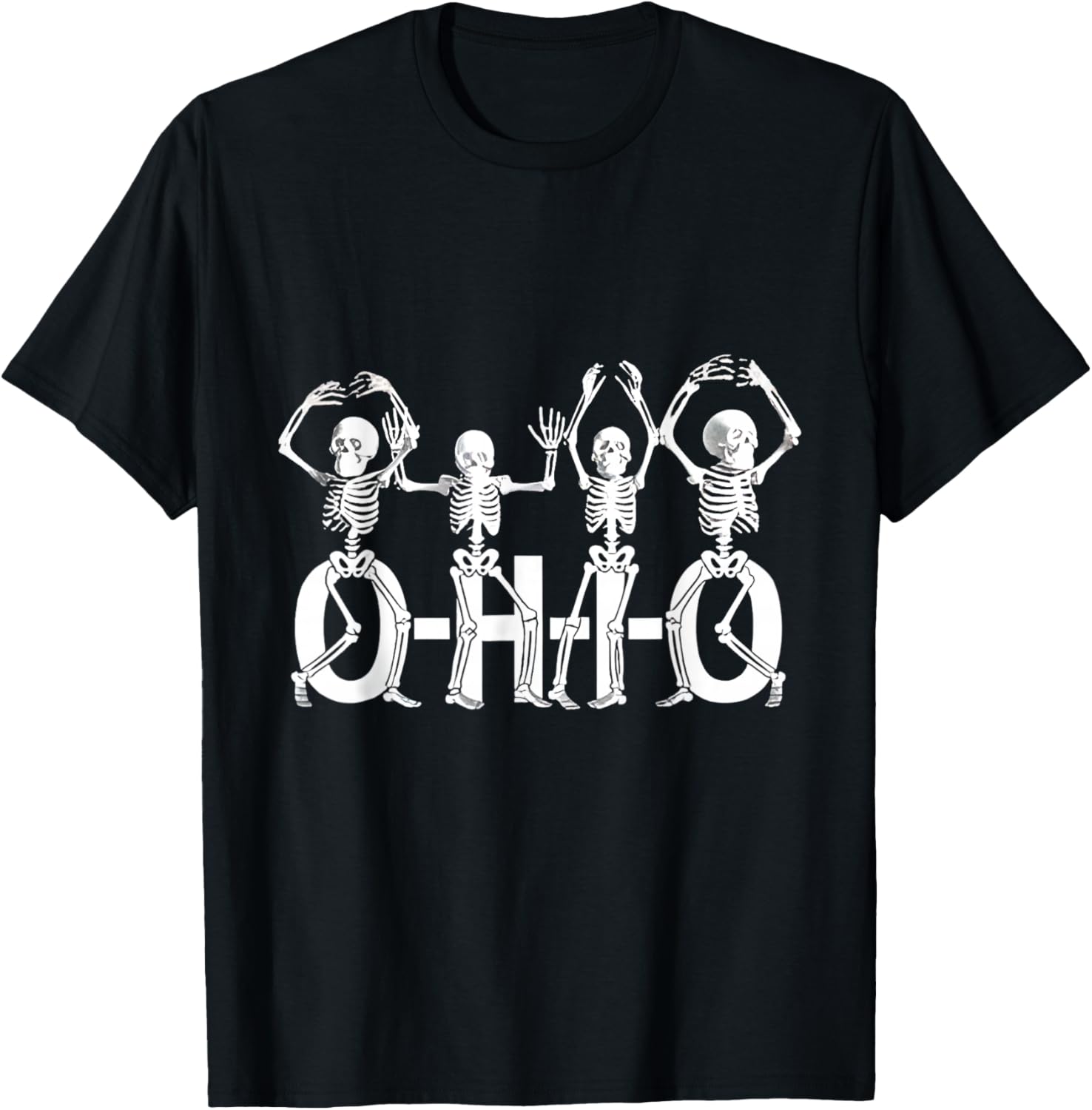 Funny O-H-I-O State Skeleton Vintage Halloween Women Men T-Shirt - T-Shirt | Black
