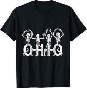 Funny O-H-I-O State Skeleton Vintage Halloween Women Men T-Shirt - T-Shirt | Black
