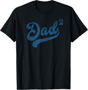 Dad2 Squared Vintage Father's Day Daddy of 2 Kids Father T-Shirt - T-Shirt | Black