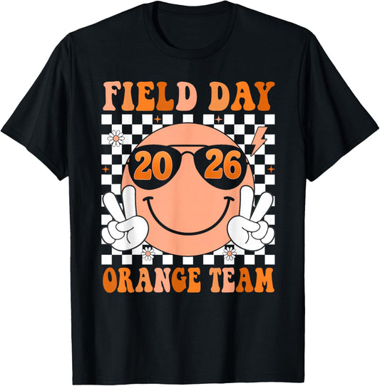Field Day Orange Team Teacher Kids Fun Day Field Day 2026 T-Shirt - T-Shirt | Black