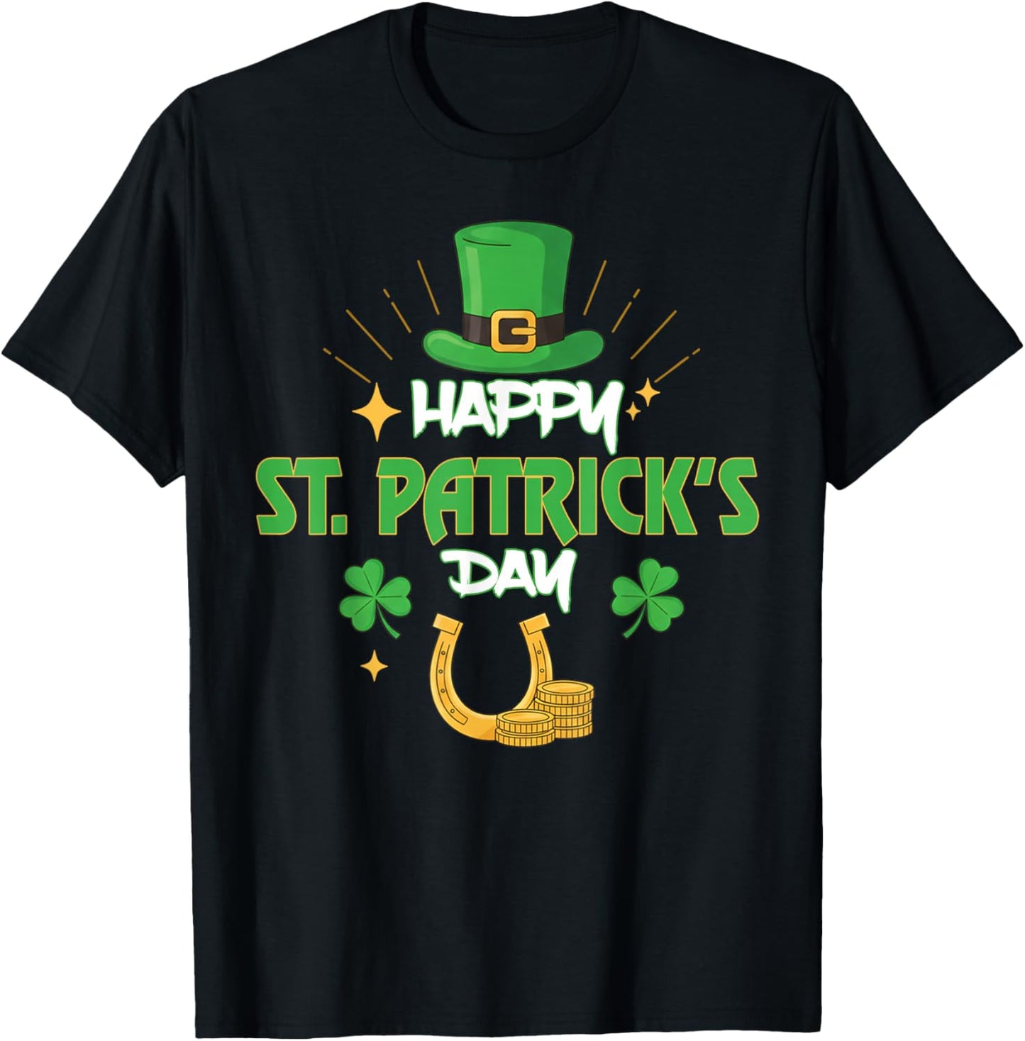 Happy St. Patrick’s Day Lucky Shamrock Irish T-Shirt - T-Shirt | Black