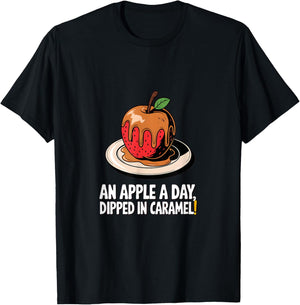 Caramel Apple - An Apple a Day Dipped in Caramel T-Shirt - T-Shirt | Black