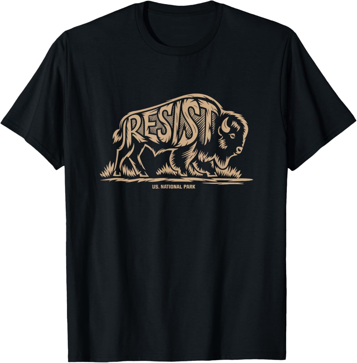 ALT US National Park Resist Service Vintage Bison Buffalo T-Shirt - T-Shirt | Black