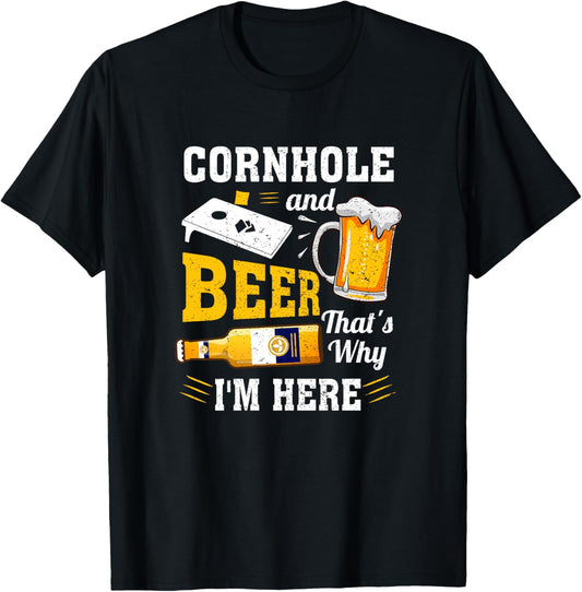 Cornhole et bière, C'est Pourquoi Je suis là Funny Corn Hole Haut de Gamme T-Shirt - T-Shirt | Black