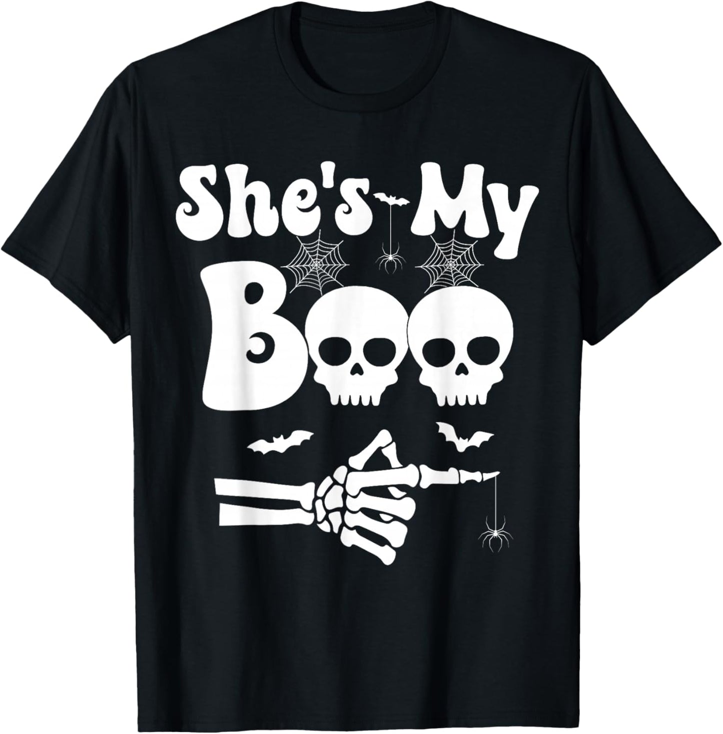 She’s My Boo Skeleton Couples Matching Couple Halloween T-Shirt - T-Shirt | Black