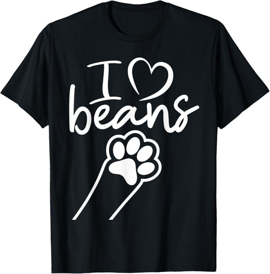 I love beans adorable cat dog paw cat lover cat toe beans T-Shirt - T-Shirt | Black