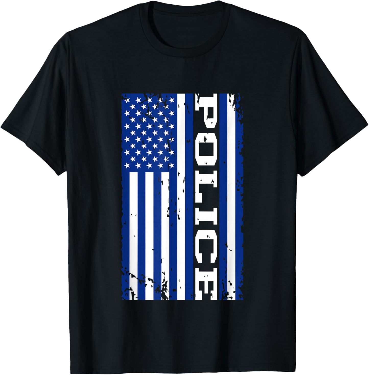Police Officer USA American Flag T-Shirt - T-Shirt | Black