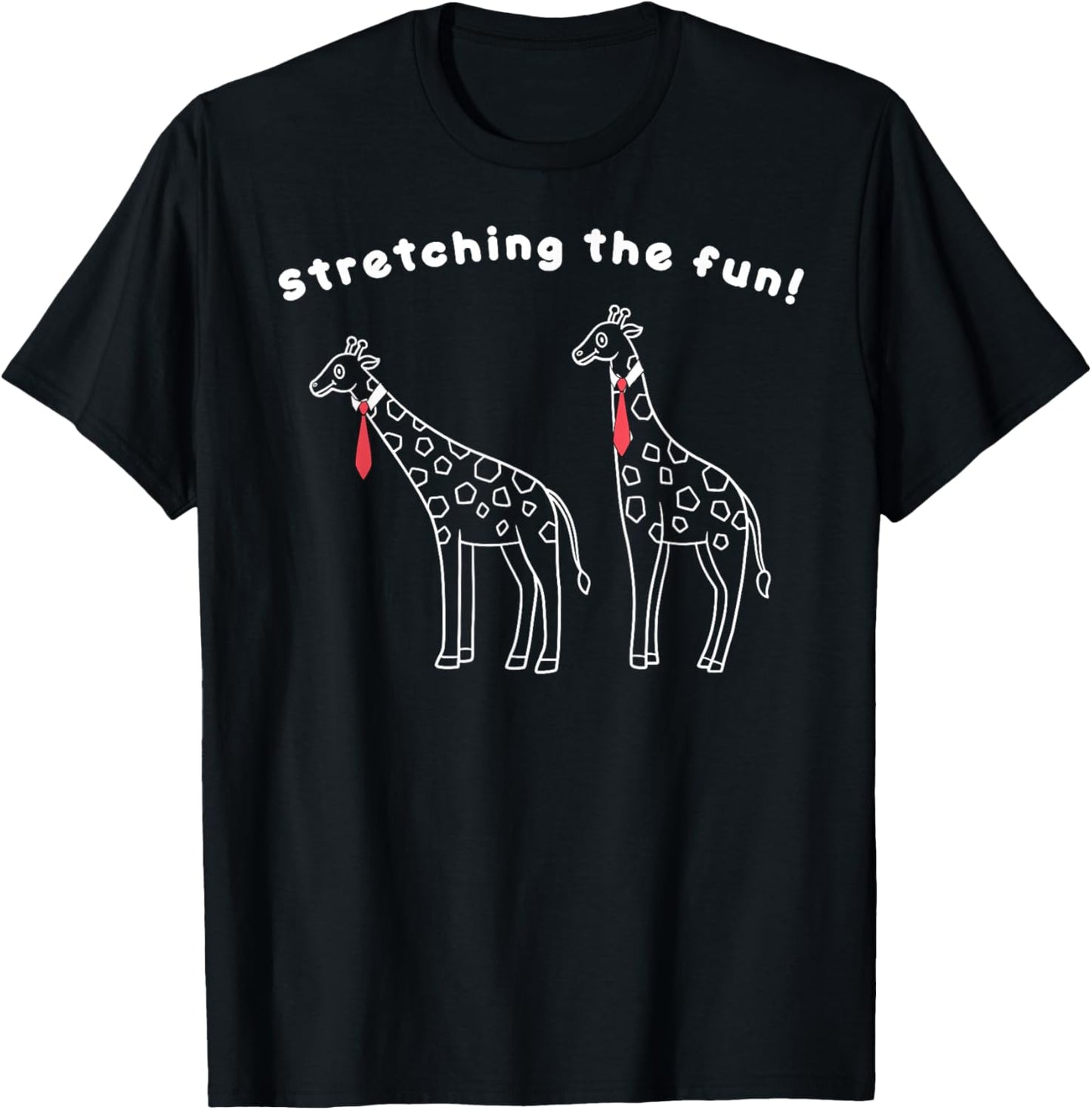 Long Neck Laughs - Giraffes in Ties Stretching Smiles T-Shirt - T-Shirt | Black