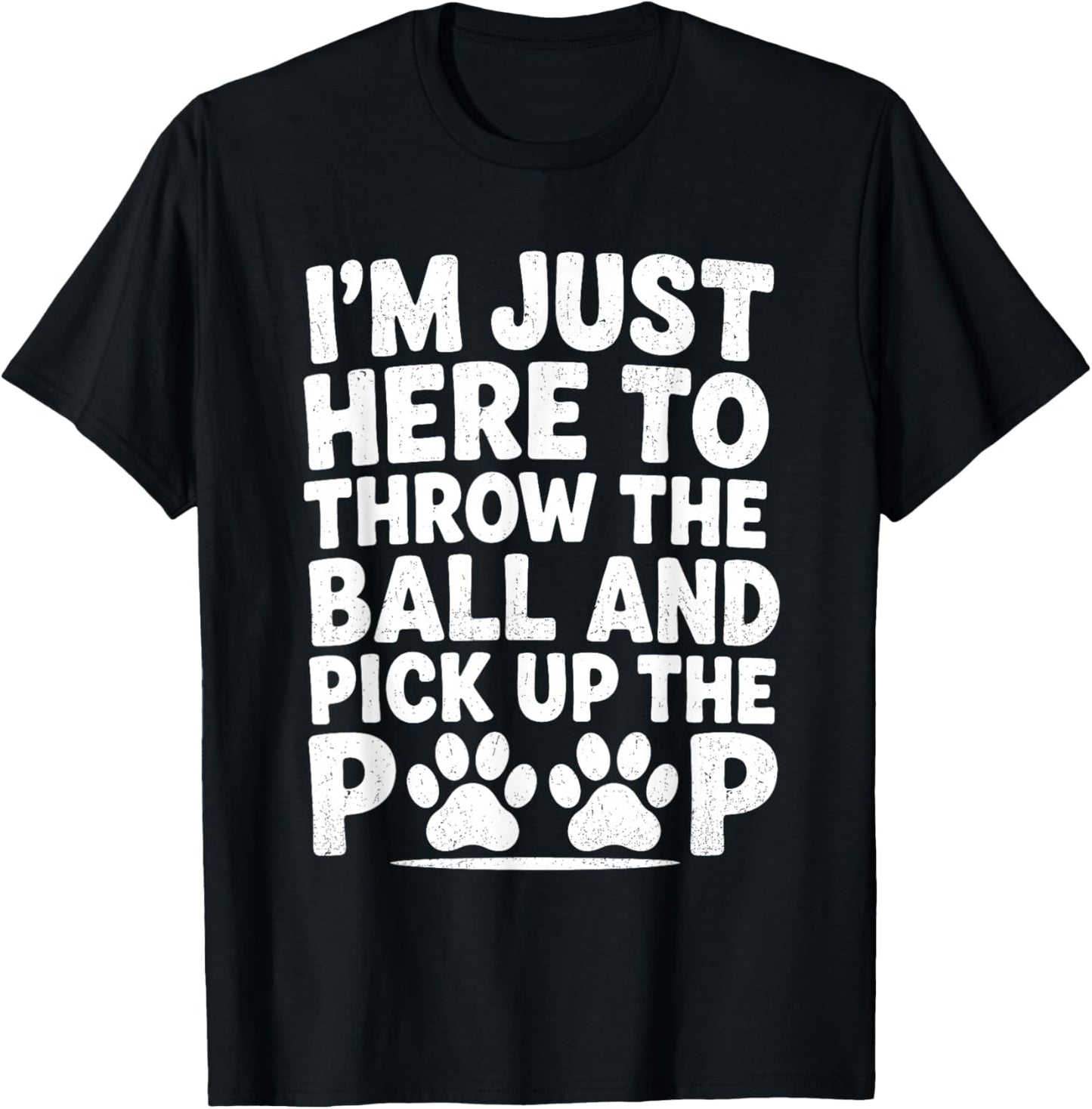 Throw Ball Pick Up Poop Funny Dog Walker Pet Sitter Dog Park T-Shirt - T-Shirt | Black