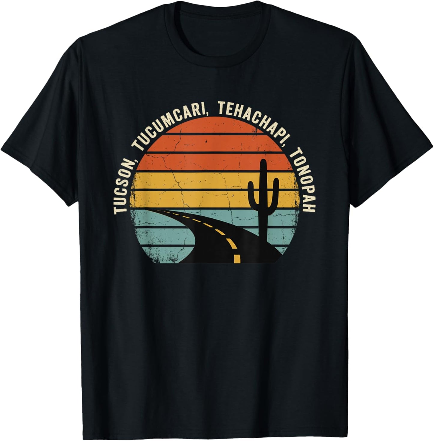 Tucson Tucumcari Tehachapi Tonopah Vintage Southwest Trip T-Shirt - T-Shirt | Black