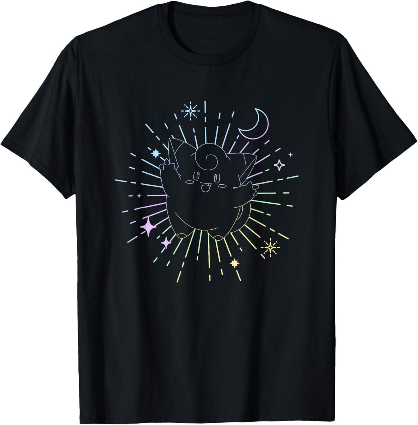 Pokémon Clefairy Metronome Outline Retro Stars T-Shirt - T-Shirt | Black