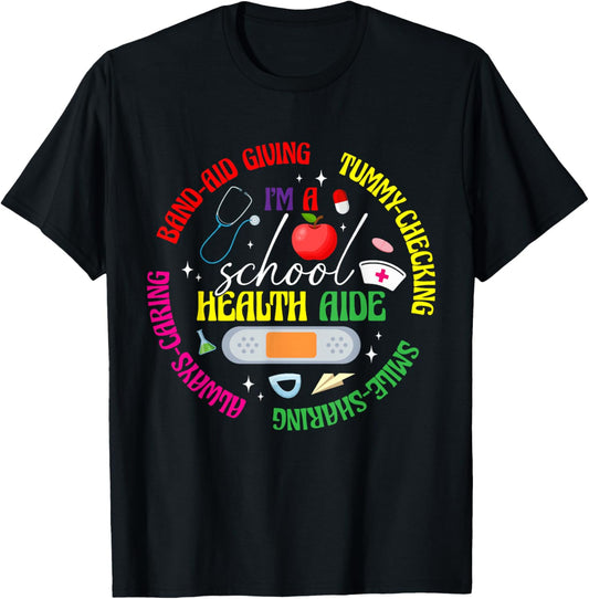 Health Office Crew Appreciation Caring School Health Aide T-Shirt - T-Shirt | Black