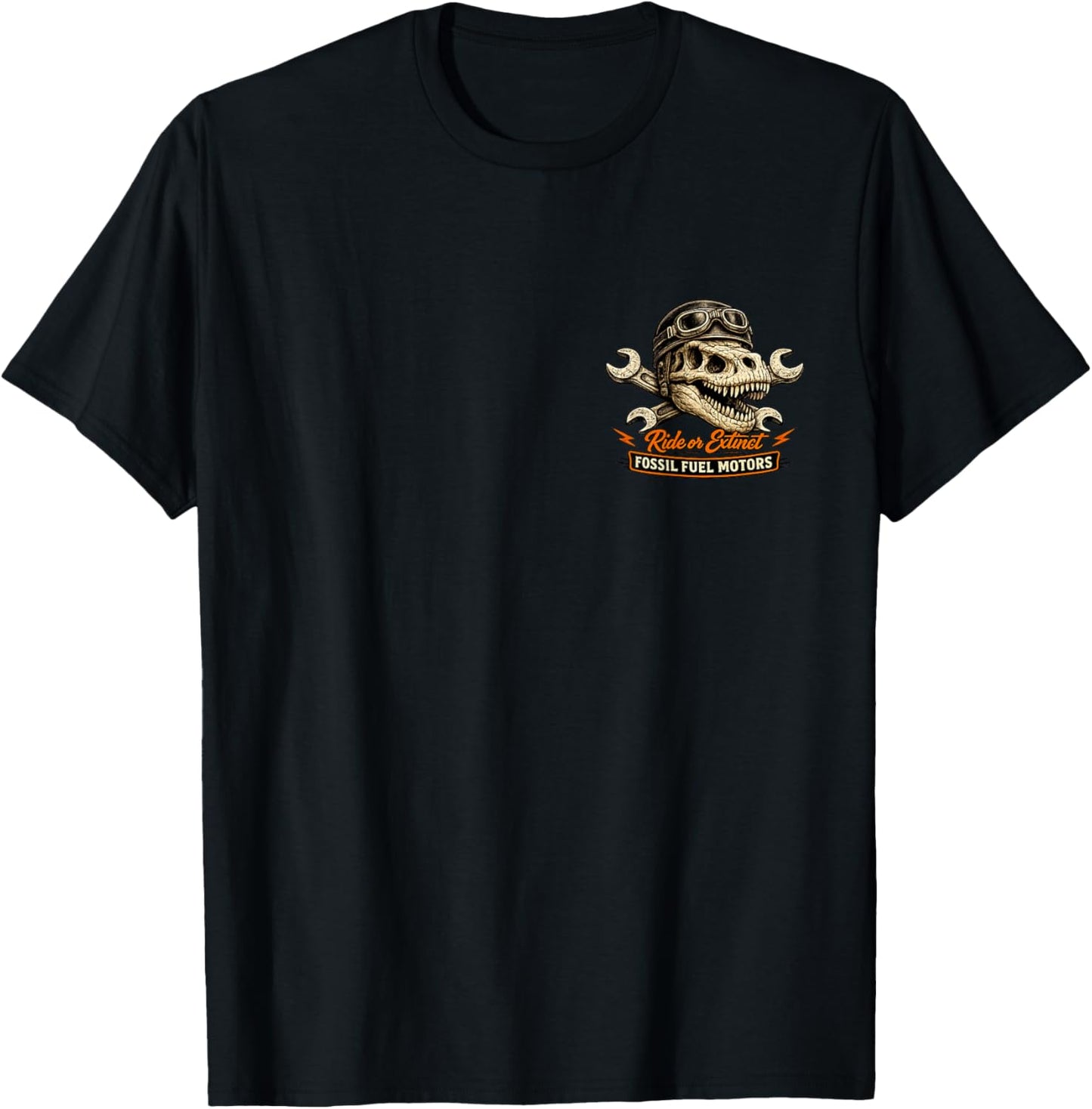 Dinosaur Biker Ride Extinct T- Rex Vintage Motorcycle Art T-Shirt - T-Shirt | Black