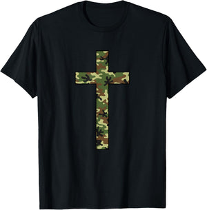 Christian Camo Cross - Military Faith Camouflage Cross T-Shirt - T-Shirt | Black