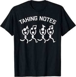 Taking Notes Stick Men Funny Saying Music Women Men Kids T-Shirt - T-Shirt | Black