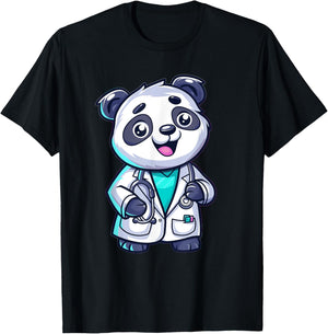 Cute Doctor Panda T-Shirt - T-Shirt | Black