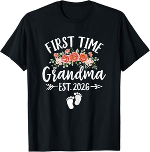 First Time Grandma 2026 Mothers Day Promoted to Grandma 2026 T-Shirt - T-Shirt | Black