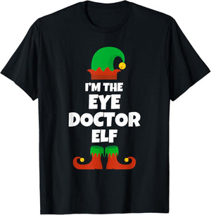 I'm The Eye Doctor Elf Family Pajama Christmas Funny T-Shirt - T-Shirt | Black