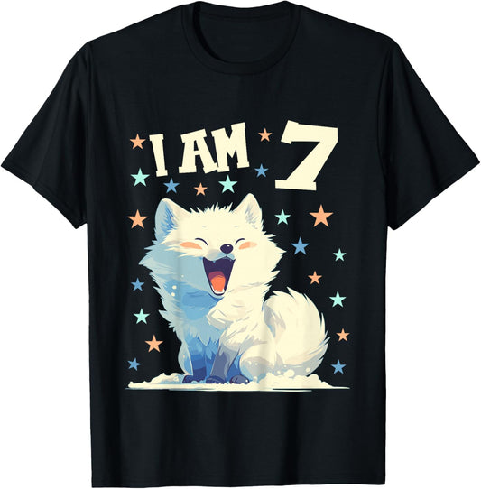 7 Years old 7 birthday Arctic Foxes Boy Girl Arctic Fox T-Shirt - T-Shirt | Black