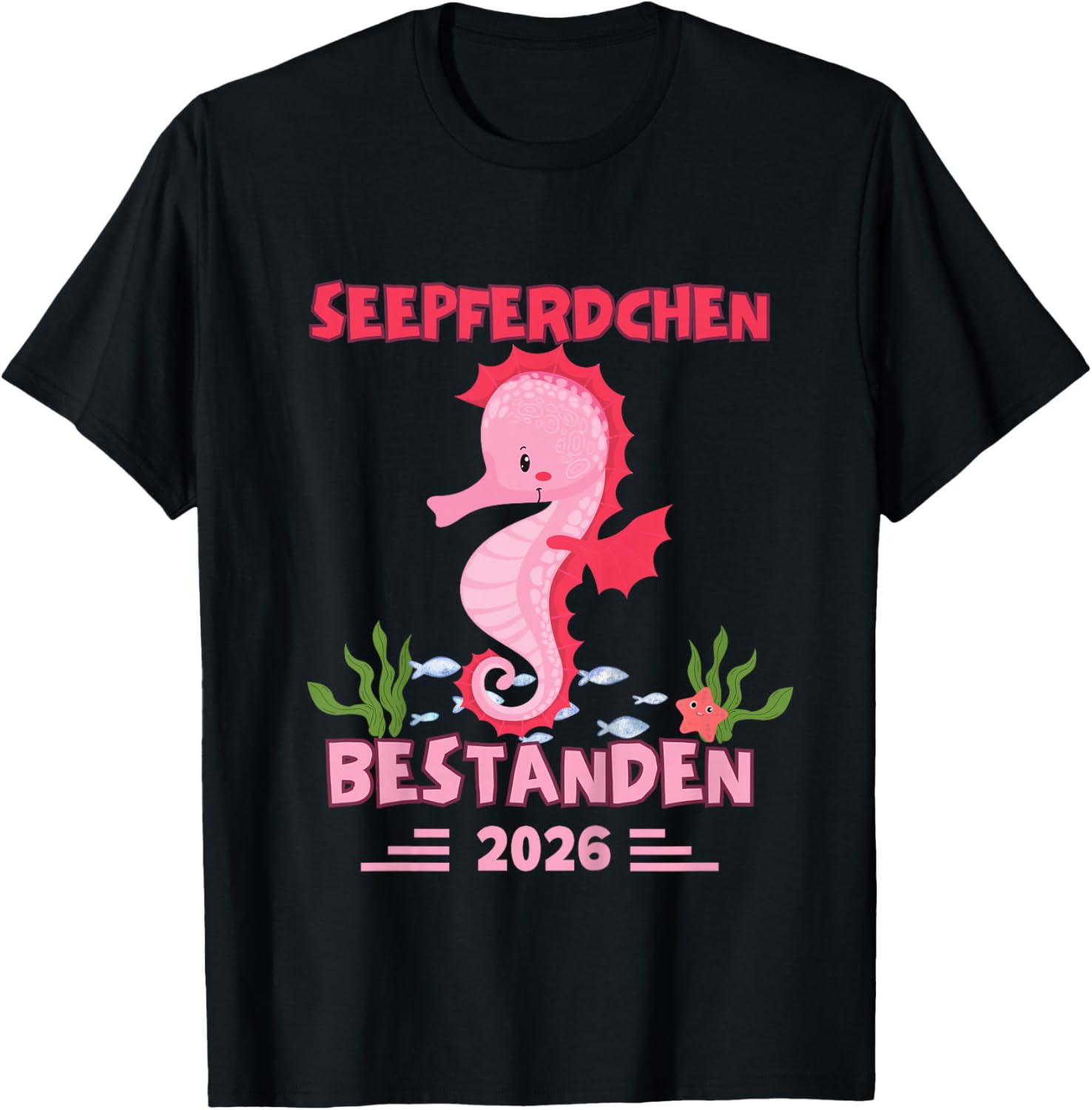 Seahorse Bestanden Frühschwimmer Badge, 2026 T-Shirt - T-Shirt | Black