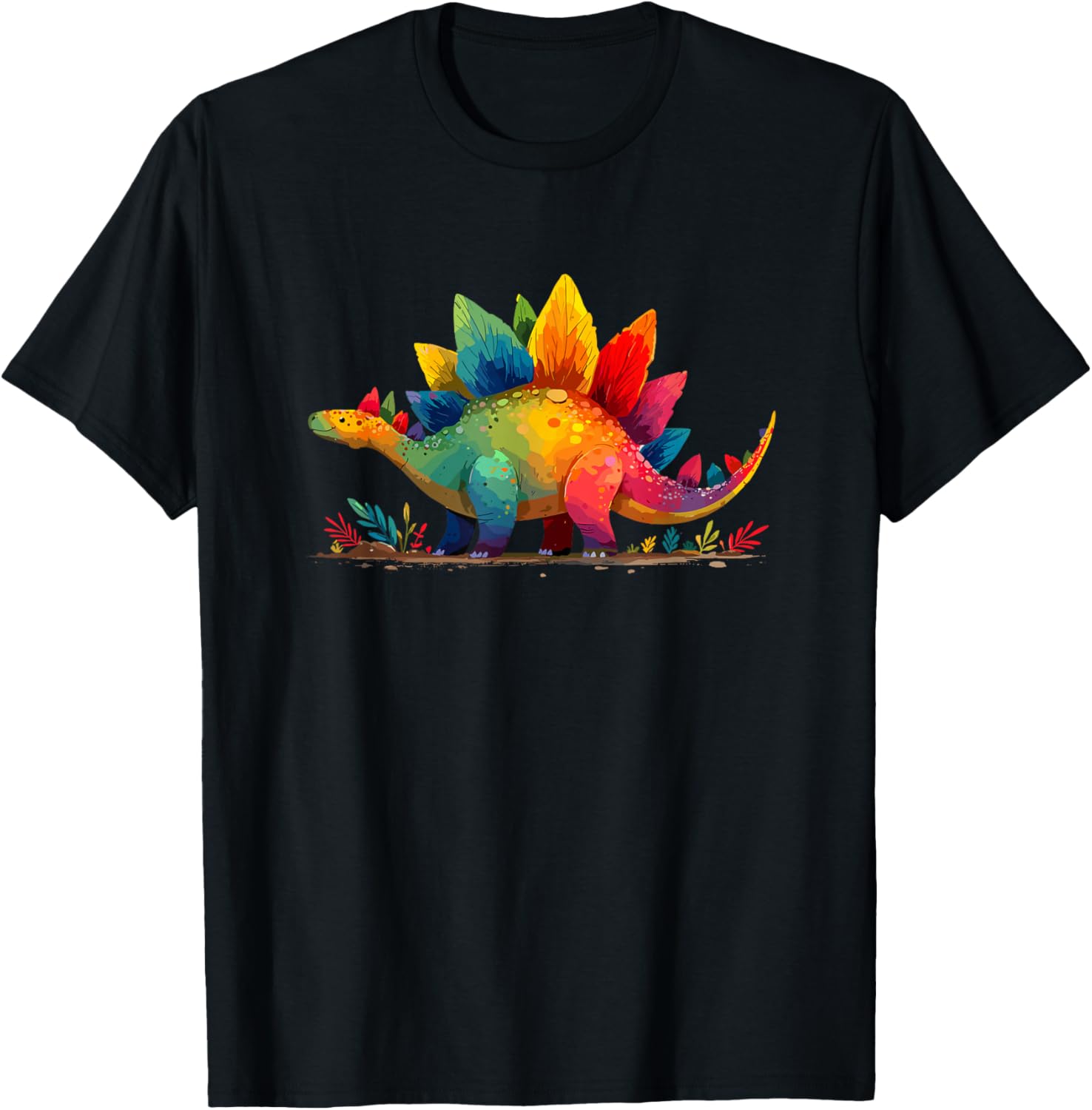 Colorful Stegosaurus Dinosaur LGBT Pride T-Shirt - T-Shirt | Black