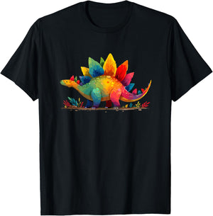 Colorful Stegosaurus Dinosaur LGBT Pride T-Shirt - T-Shirt | Black