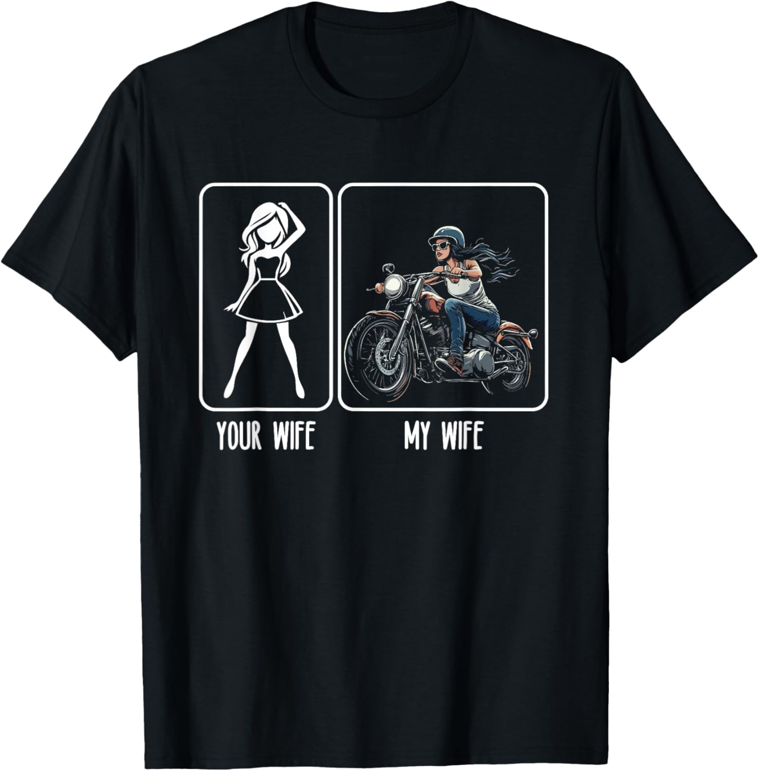 Your Wife My Wife Motorcycle Adventure Biker Bike Funny Men T-Shirt - T-Shirt | Black