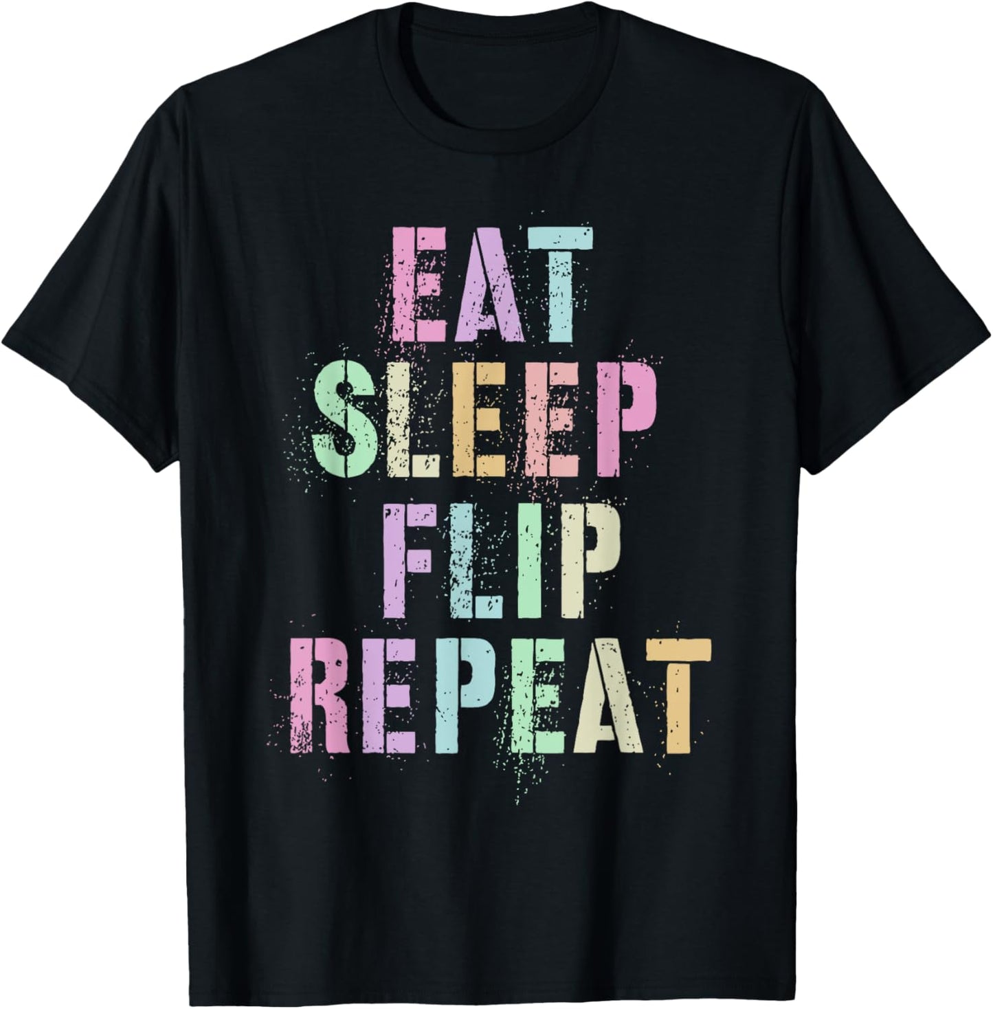 Fun Gymnast EAT SLEEP FLIP REPEAT Balance Beam Gymnastics T-Shirt - T-Shirt | Black
