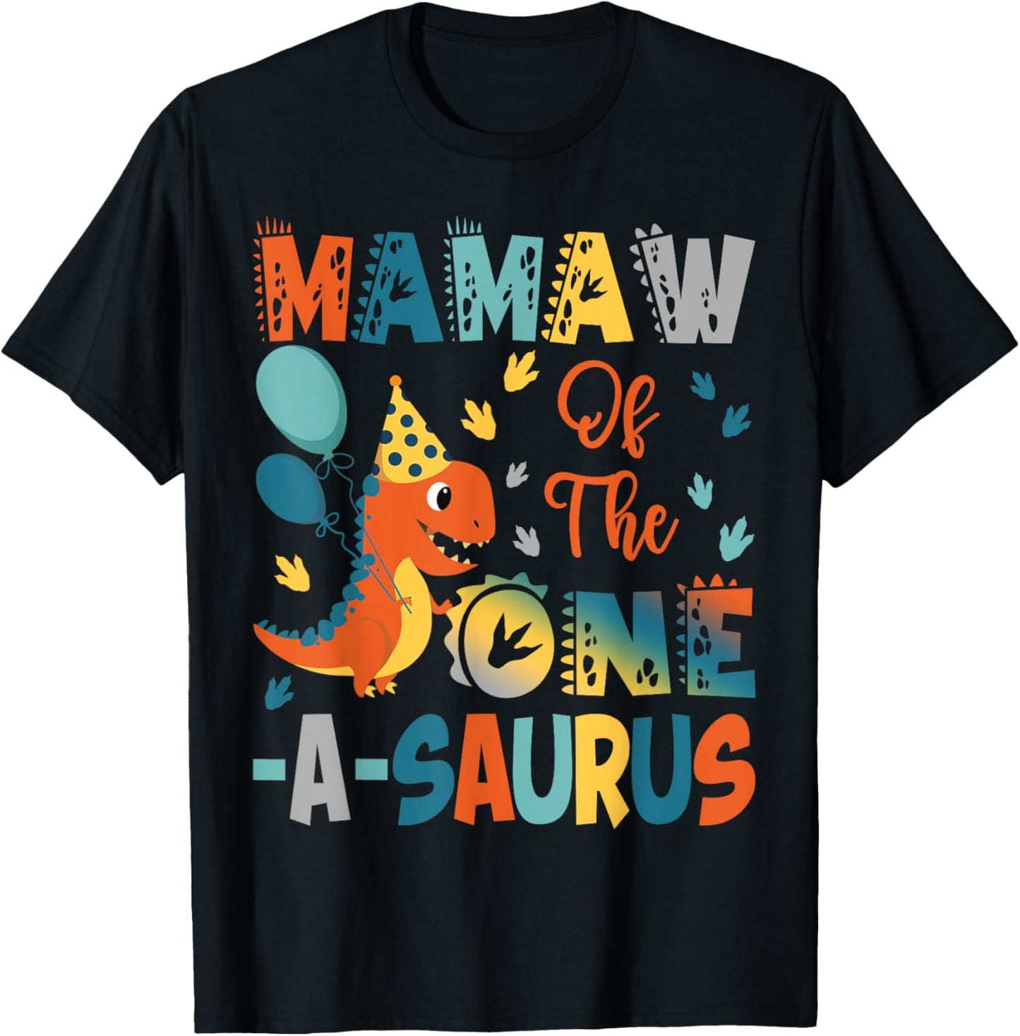 Mamaw Of The One-A-Saurus 2Nd Birthday Dinosaur Party T-Shirt - T-Shirt | Black