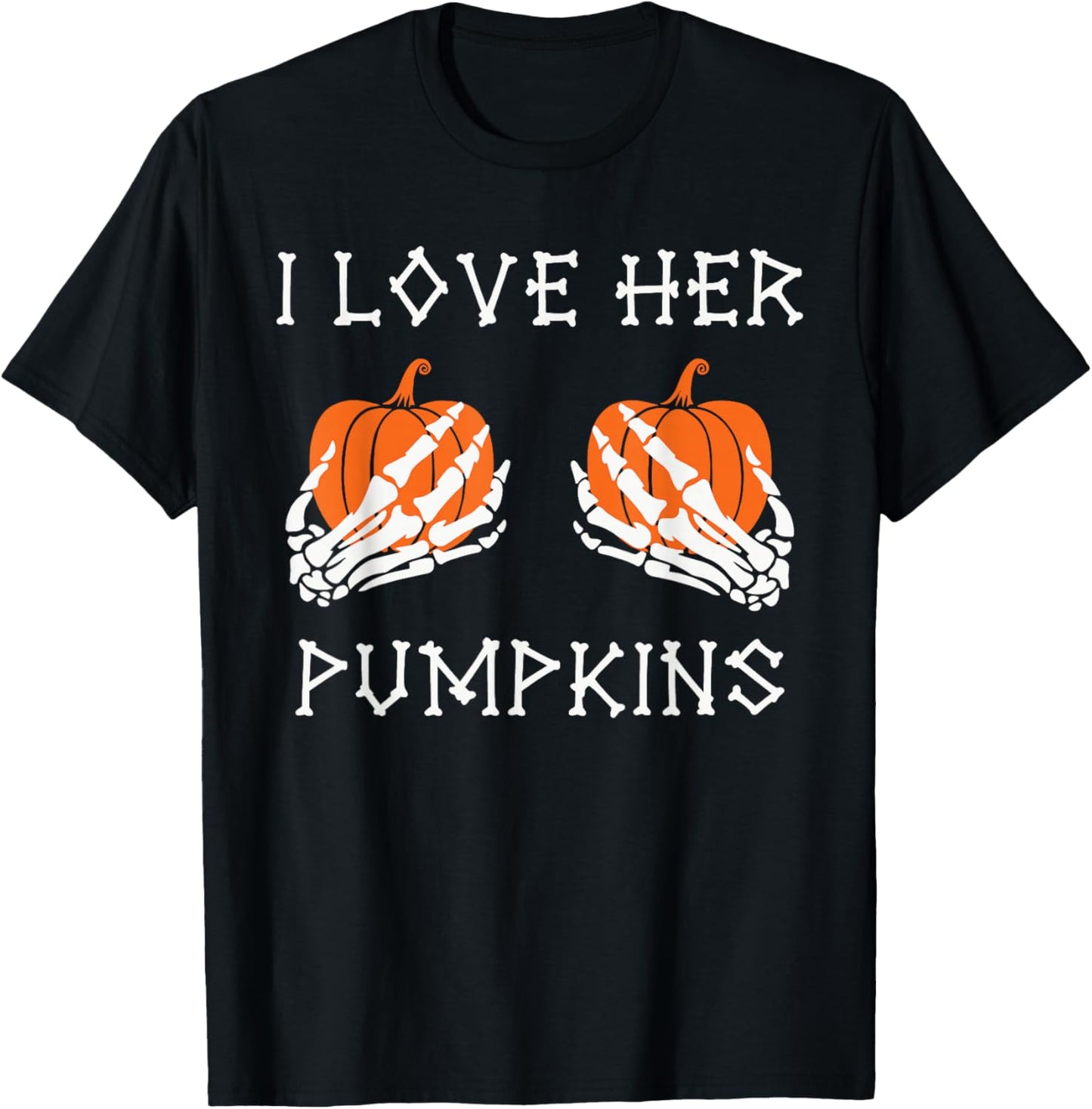 I Love His Broomstick I Love Her Pumpkins Halloween Couples T-Shirt - T-Shirt | Black