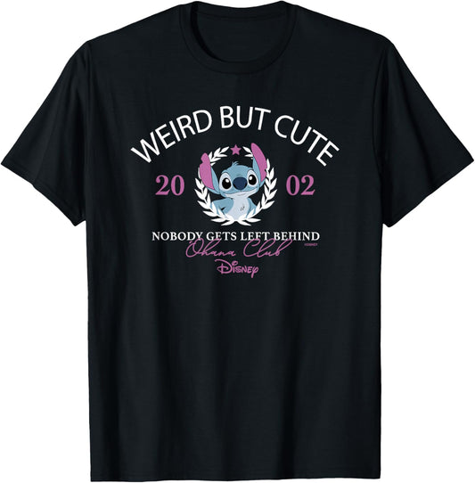Disney Lilo & Stitch Weird But Cute Ohana Club T-Shirt - T-Shirt | Black