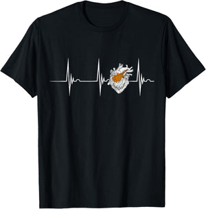 Cyprus Heart Heartbeat EKG Pulse Cypriot Roots Cypriot Flag T-Shirt - T-Shirt | Black
