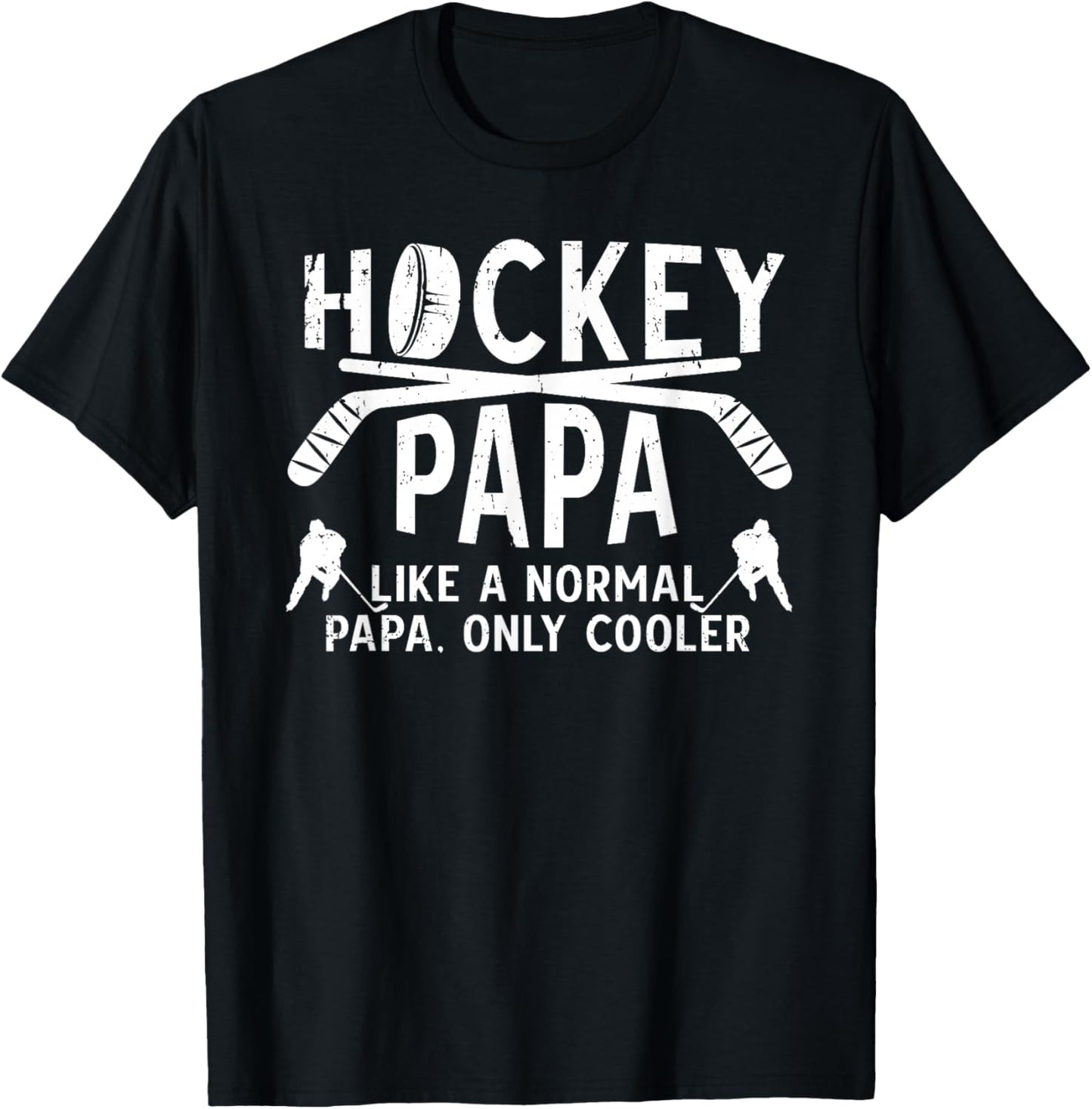 Cool Hockey Papa Grandpa Papa Of A Hockey Player T-Shirt - T-Shirt | Black
