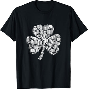 Shamrock Books Green St. Patrick's Day Bookworm Librarian T-Shirt - T-Shirt | Black