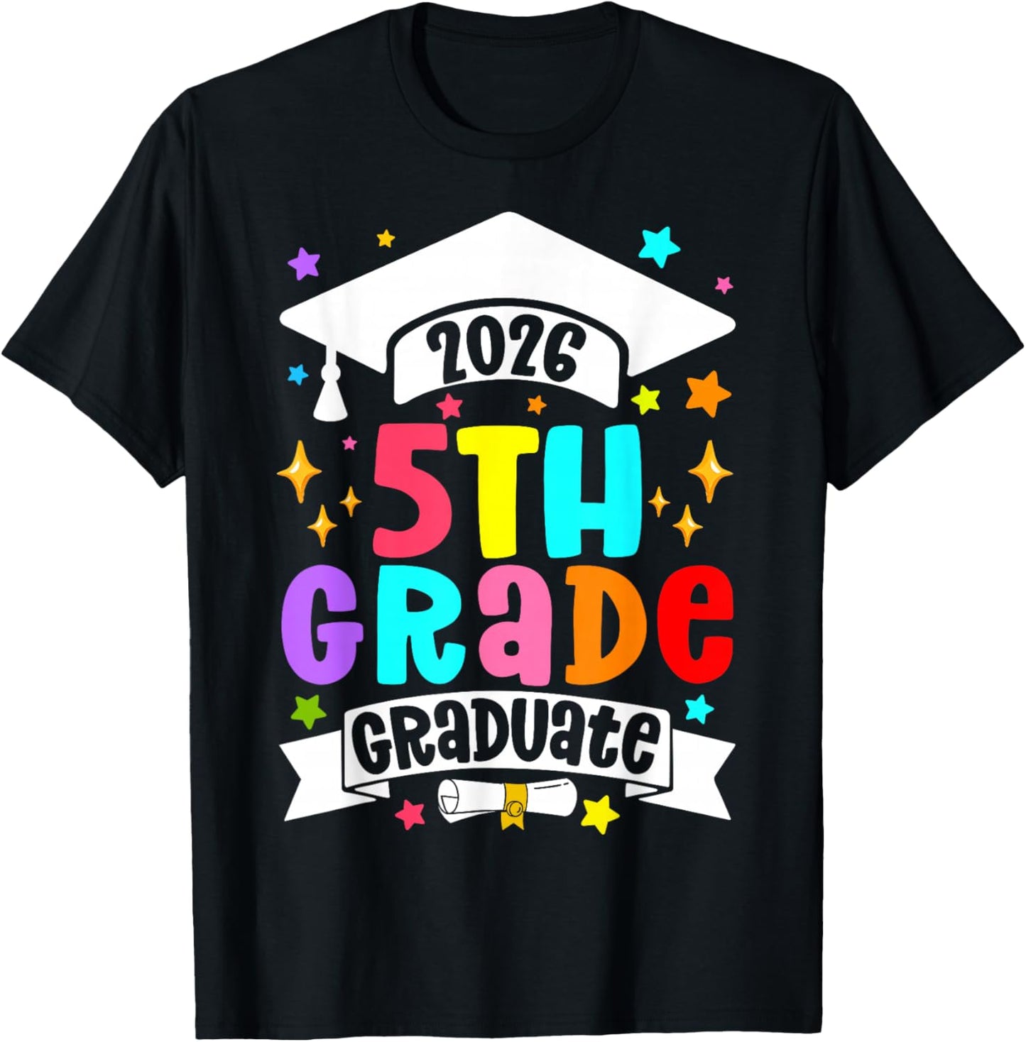 Kids 2026 5th Grade Graduate Last Day of School Graduation T-Shirt - T-Shirt | Black