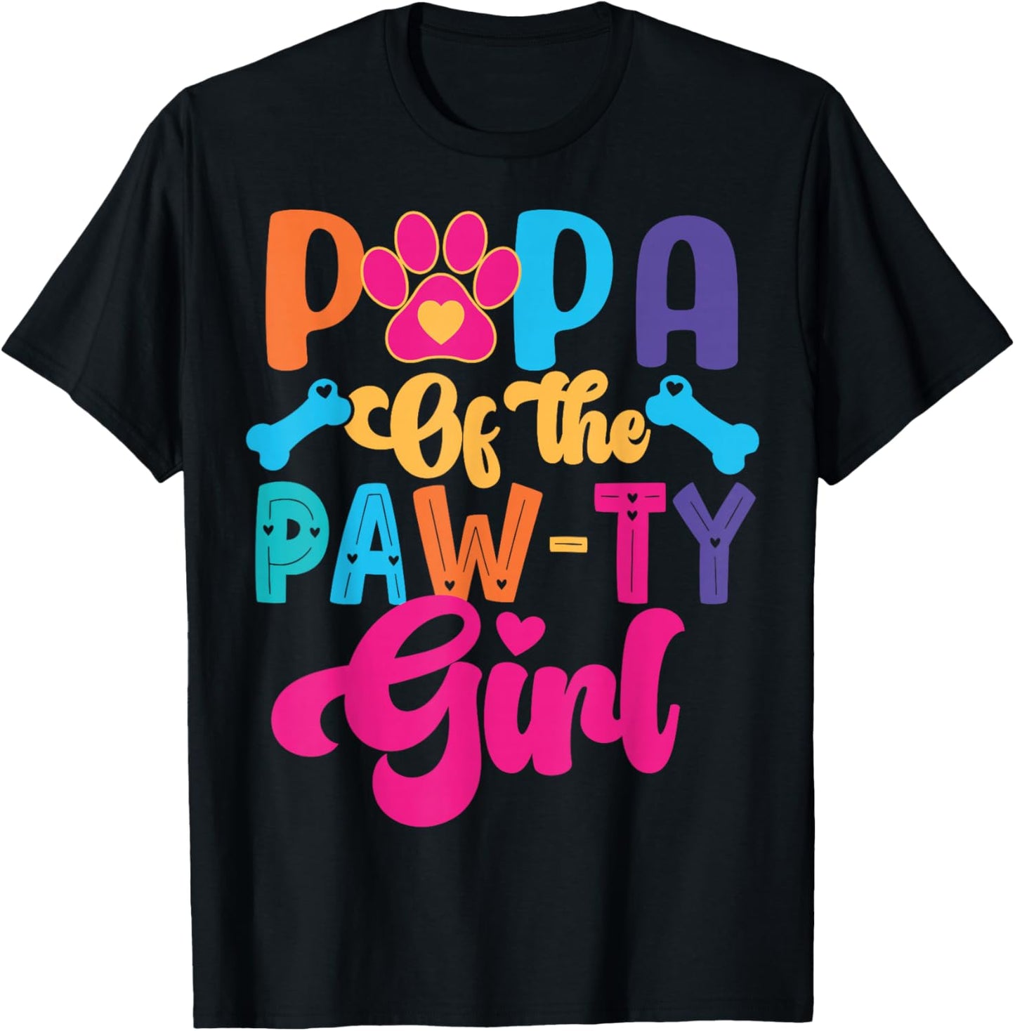Papa Of The Birthday Girl Dog Paw Family Matching Party T-Shirt - T-Shirt | Black
