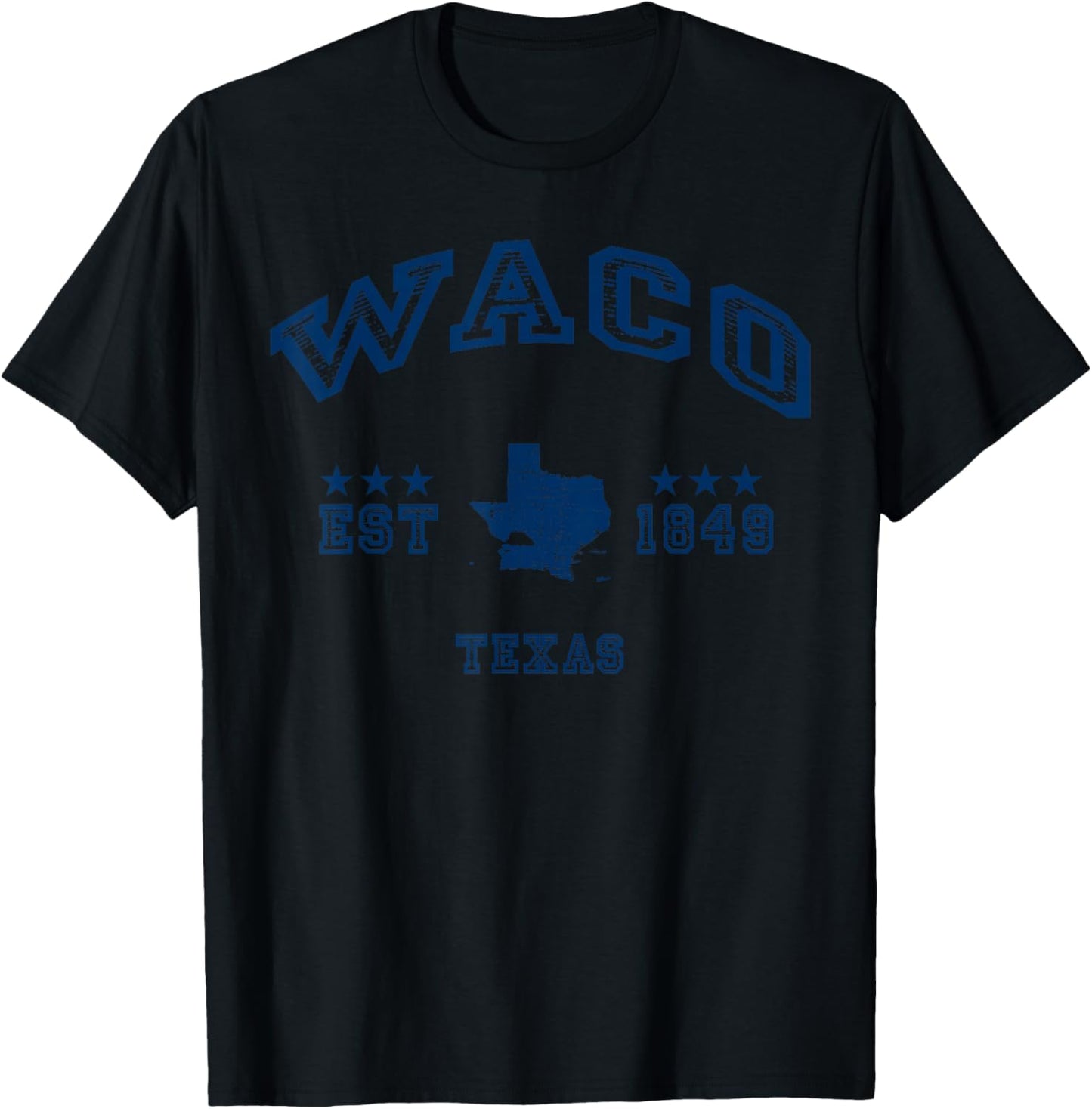 Retro Waco Texas TX Souvenir Throwback Navy T-Shirt - T-Shirt | Black