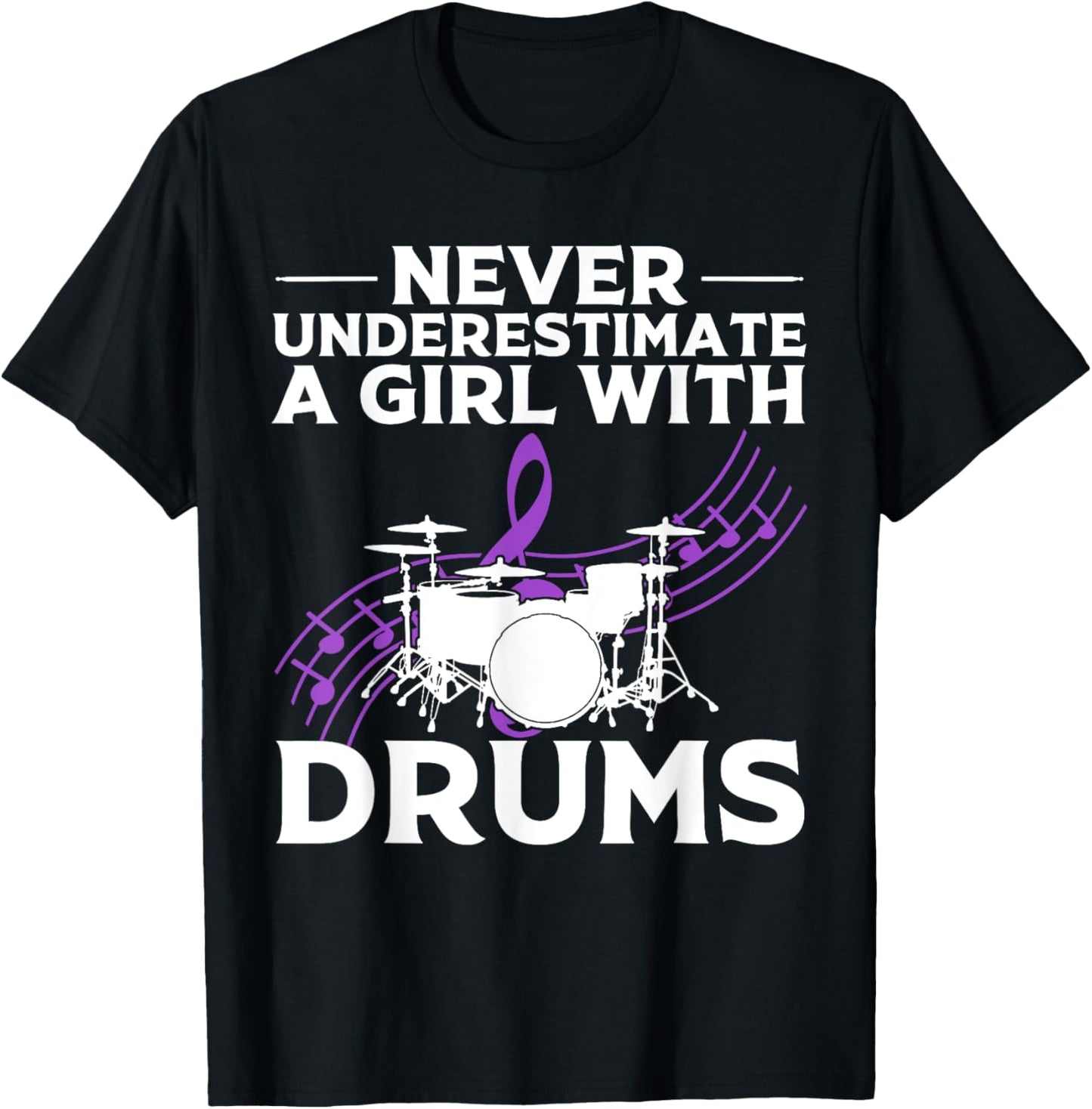 Funny Drummer Art For Girls Women Drumming Drum Set Drummer T-Shirt - T-Shirt | Black