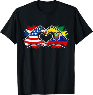 Ecuador American Flag T-Shirt - T-Shirt | Black