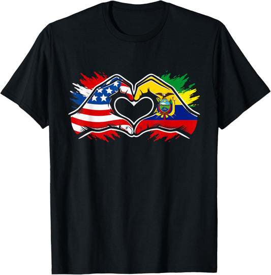 Ecuador American Flag T-Shirt - T-Shirt | Black