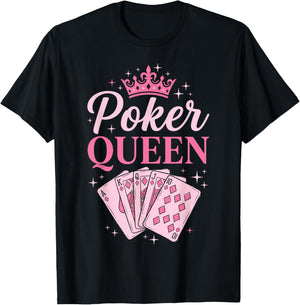 Poker Queen Royal Flush Diamonds Pink Graphic T-Shirt - T-Shirt | Black