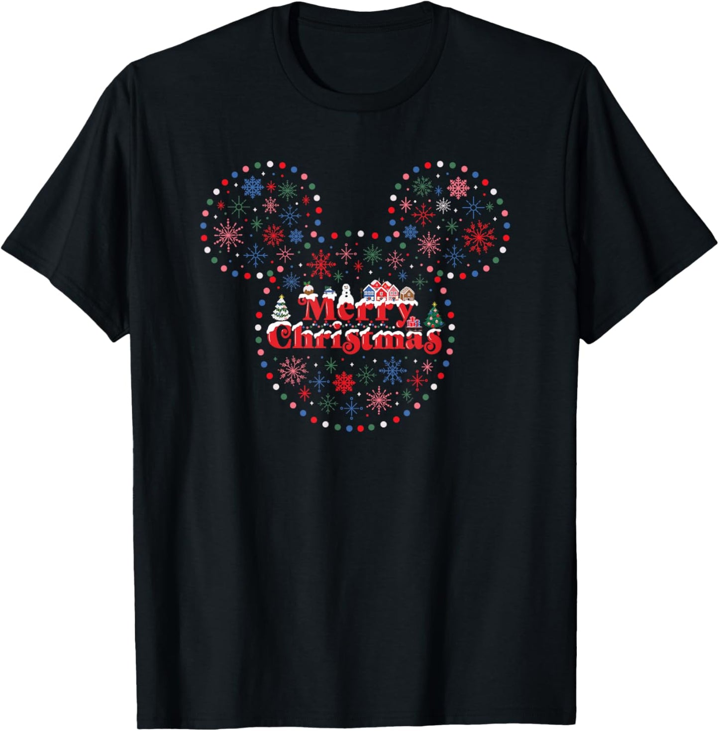 Disney Mickey Mouse Icon Holiday Lights Merry Christmas T-Shirt - T-Shirt | Black