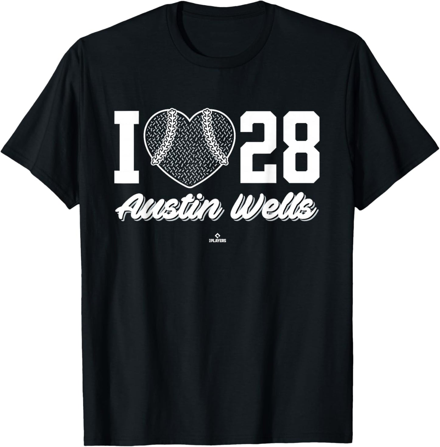 I Heart Baseball Austin Wells New York Baseball MLBPA T-Shirt - T-Shirt | Black