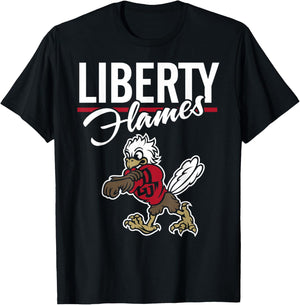 Liberty Flames Mascot Navy Officially Licensed T-Shirt - T-Shirt | Black