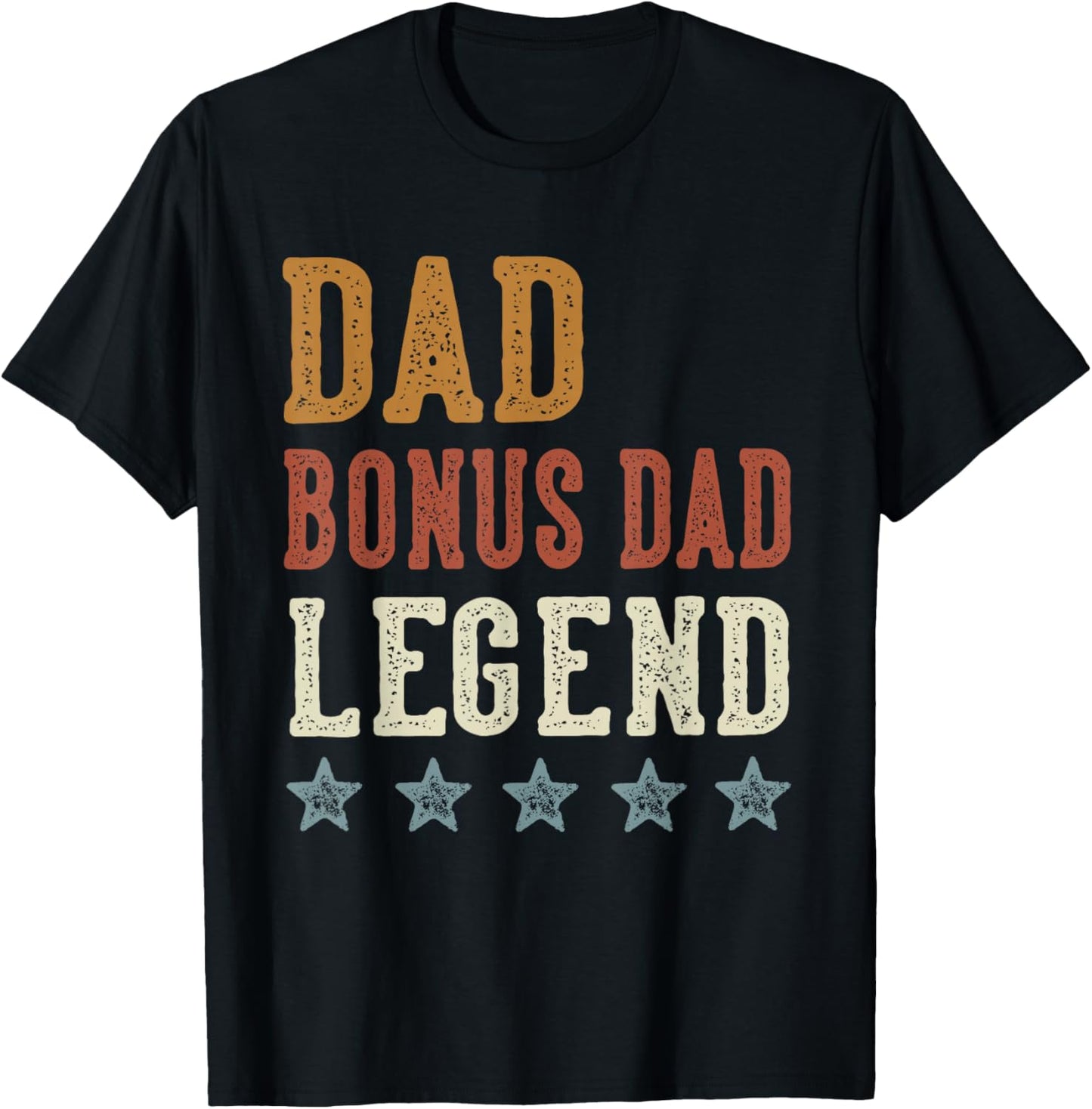 Dad Bonus Dad Legend - Classic Retro Distressed Lettering T-Shirt - T-Shirt | Black